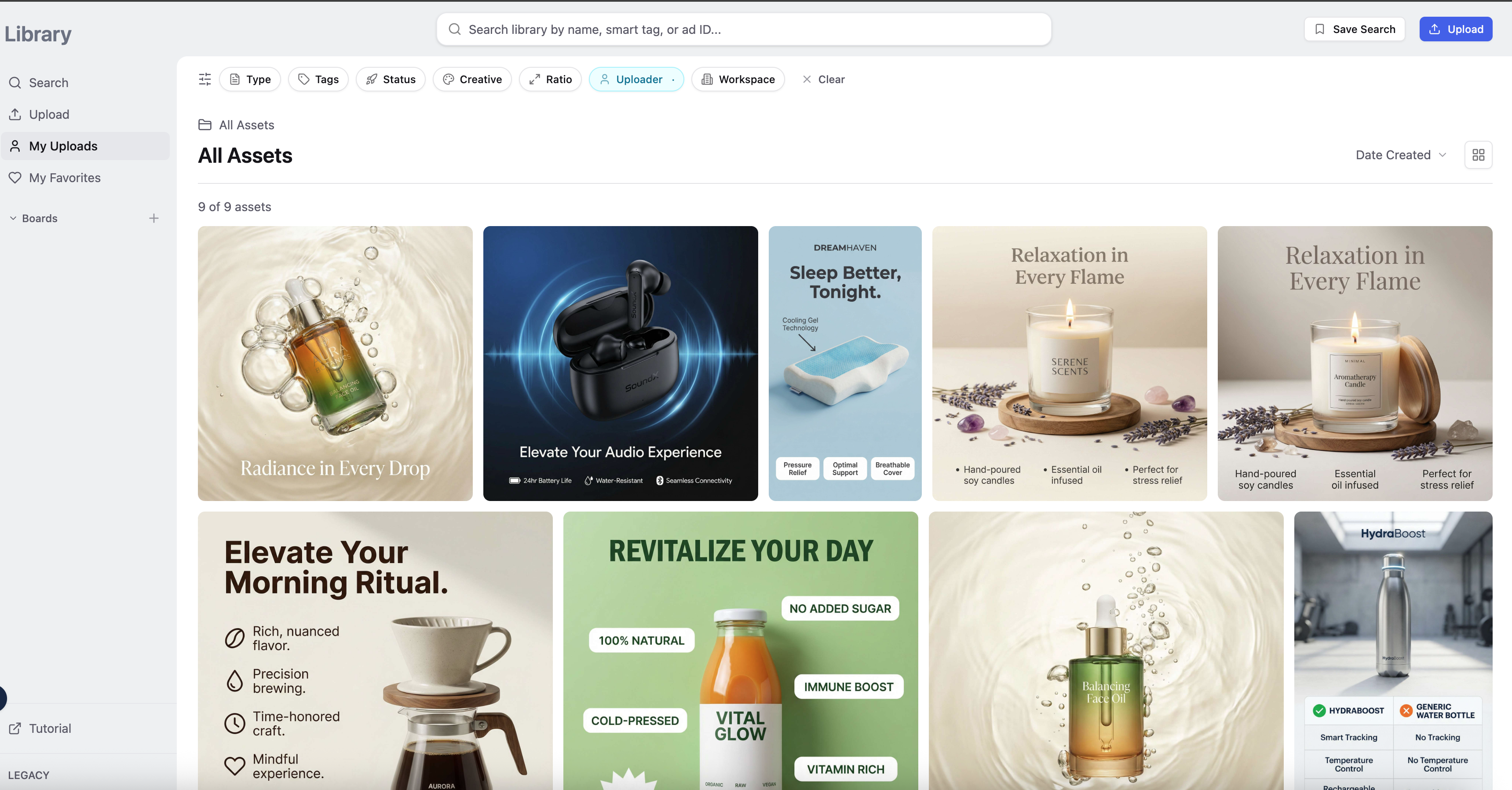 AdManage creative library, sitting next to the launcher