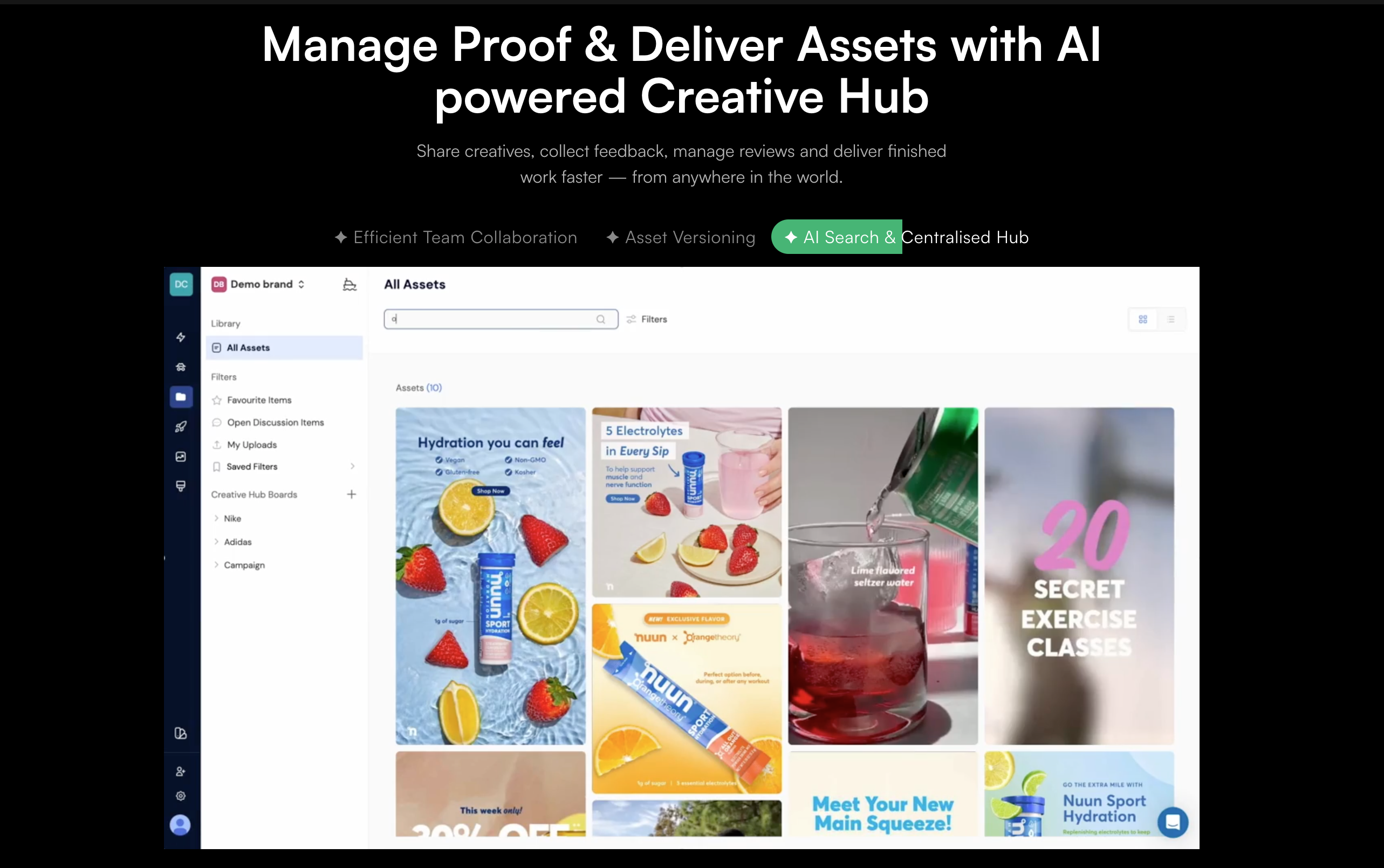 Adnova's Creative Hub for organizing and reviewing assets