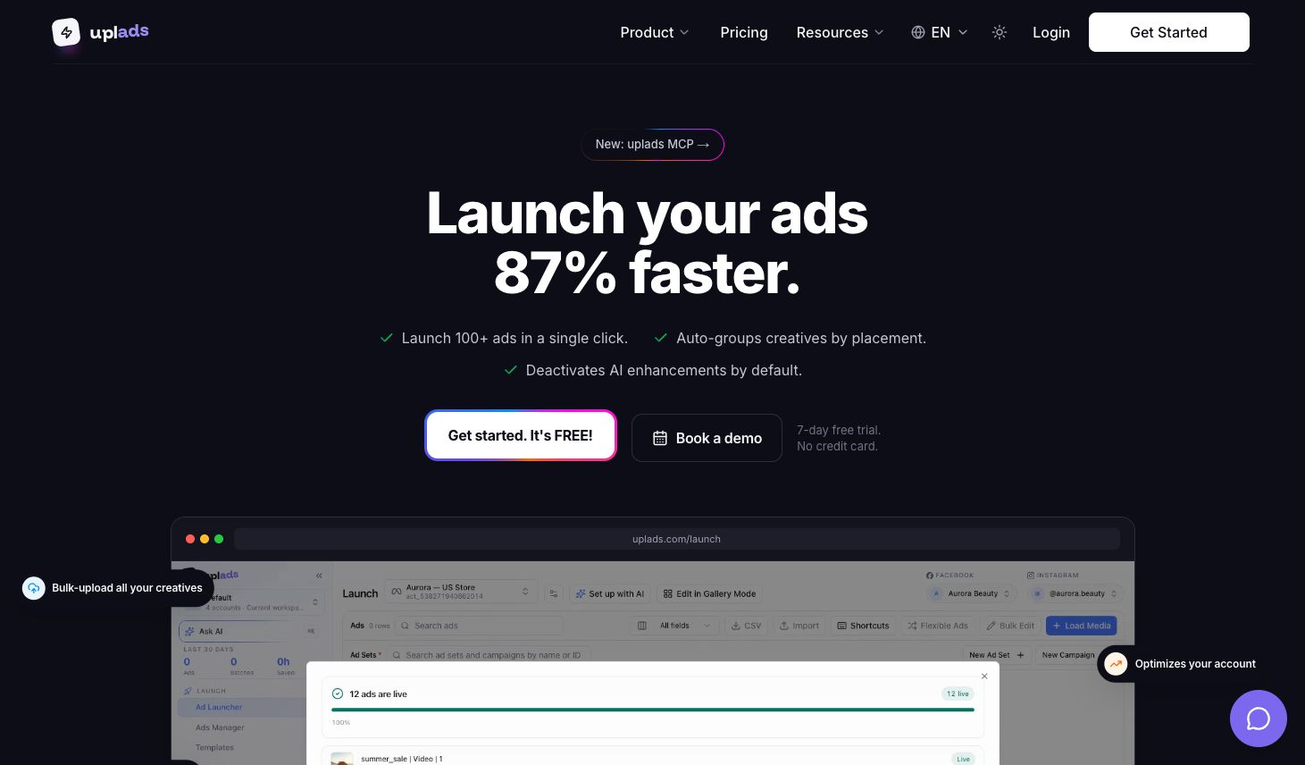 uplads's official product page captured in Chrome