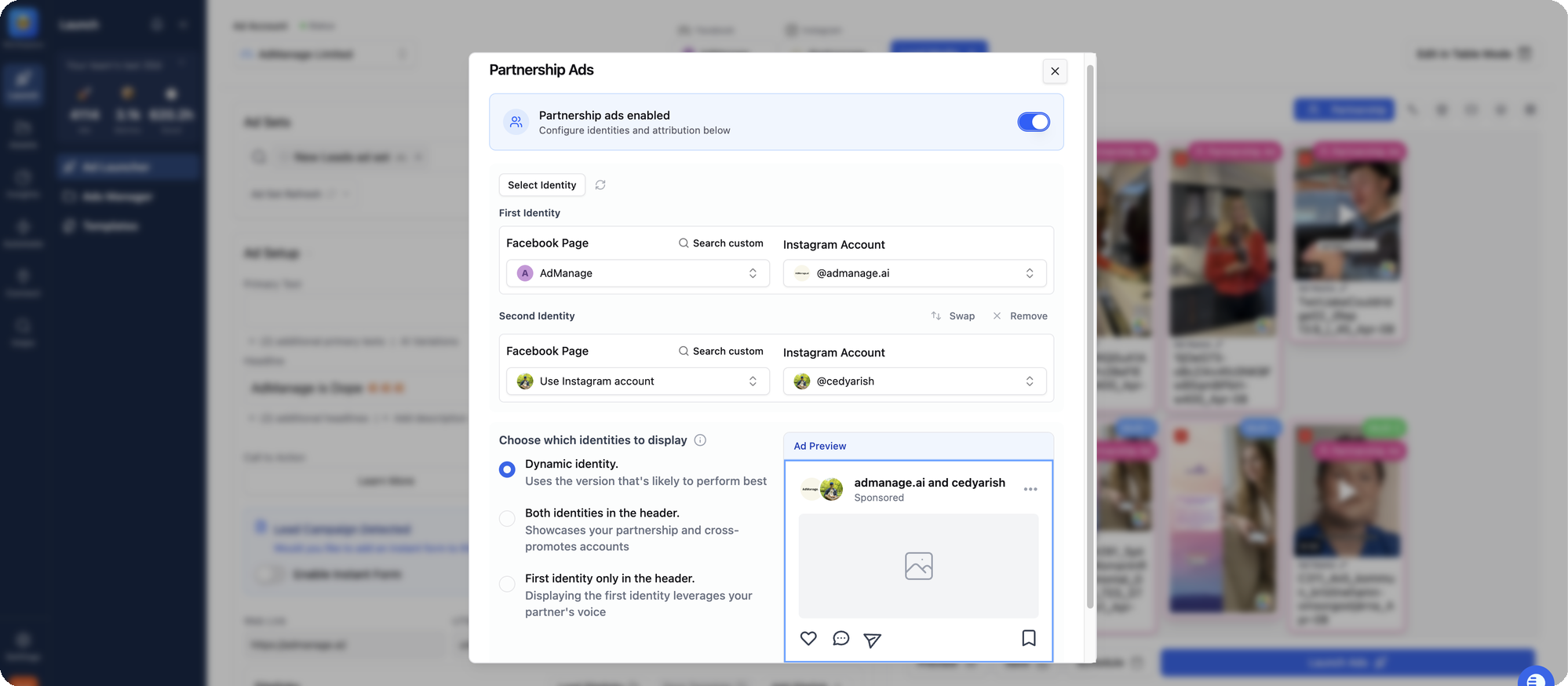 Partnership Ads identity control