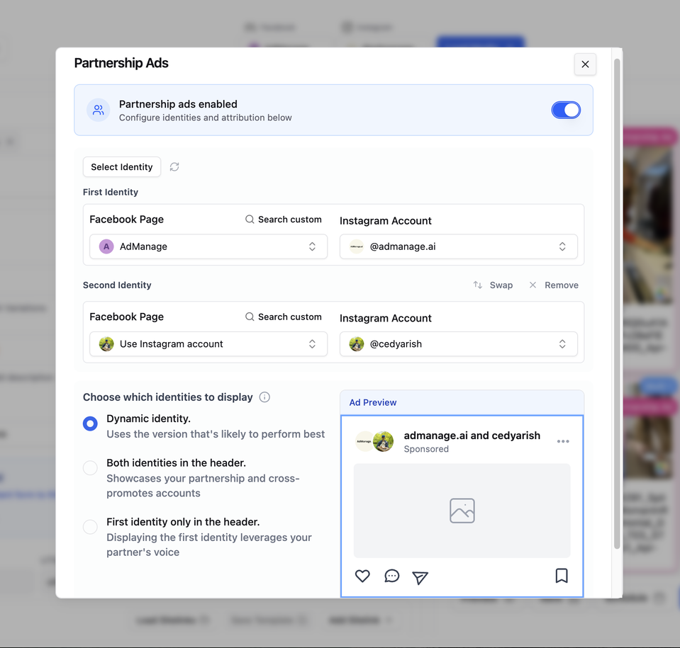 Partnership Ads Modal